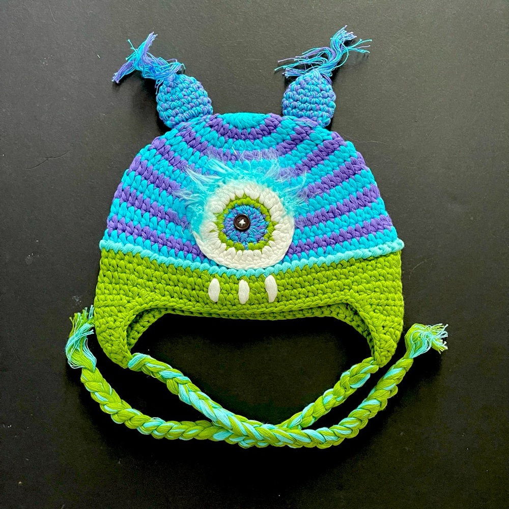 One Eye Monster Finished Handmade Halloween Costume Hat Kids Toddler Boys Girls